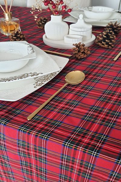 İnciShop RED SKOTTON PLAID CHRISTMAS NEW PLAID TABLE CLOTH 170x200
