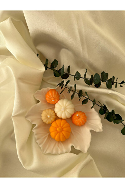 LUMİNA Cadılar Bayramı Özel 6’lı El Yapımı Bal Kabağı Soya Mum Seti – Yaprak ...