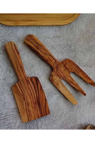 İlya Woodart مجموعة أدوات المائدة للخشب وشجرة الزيتون