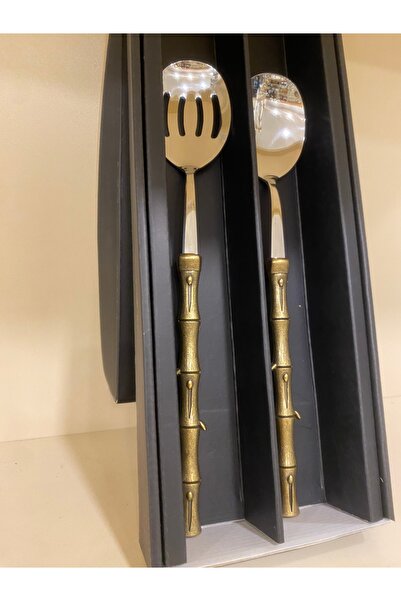 PLUS HOME 2-Piece Bamboo Model Serving Salad Set - Antique Antique