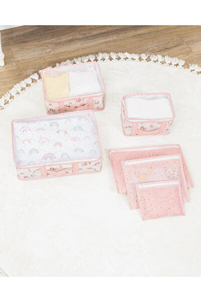 PONÇİK BEBEK Newborn Hospital Set Patterned 6-Piece Suitcase Luggage Organize...