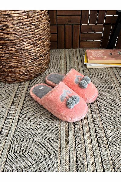 Behtah Kundura Fluffy Cherry Slippers - Γυναικείες παντόφλες σπιτιών, γούνινες παντόφλες και πακέτο προίκας
