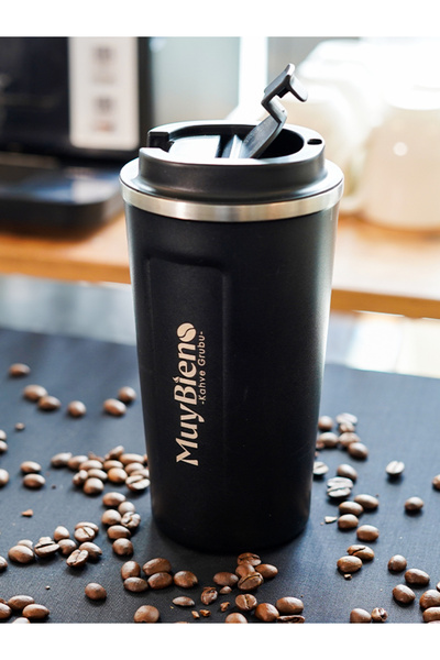 Muybieno 500 ml Stainless Steel Thermos Black Hot Cold Beverage Thermos