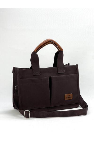 BAGS Kadın Kanvas Kumaş Uzun Askılı Iki Adet Ön Cepli El Ve Omuz Çantası Aryen