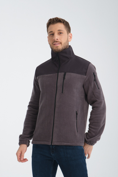 Store Erkek Siyah Tam Farmuarlı  Antipilling Tüylenme Yapmayan Softshell Garnili Polar Ceket