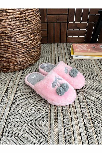 Behtah Kundura Fluffy Cherry Slippers - Γυναικείες παντόφλες σπιτιών, γούνινες παντόφλες και πακέτο προίκας