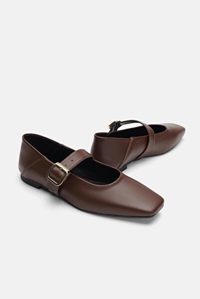 Jorbinol Lita Yumuşak Derili Düz Kadın Babet