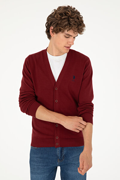 U.S. Polo Assn. Erkek Bordo Basic Triko Hırka 50293531-VR014