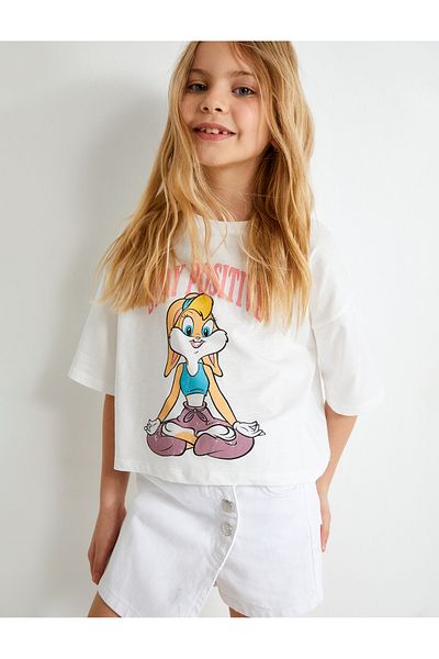 Koton تي شيرت Lola Bunny مرخص بأكمام قصيرة ورقبة دائرية من القطن