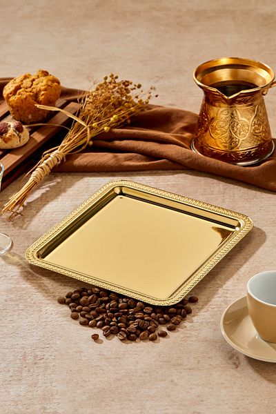 Milenay Ottoman Gold Series - 24cm Avant-Garde Design Presentation and Promise Engagement Tray - Single Piece