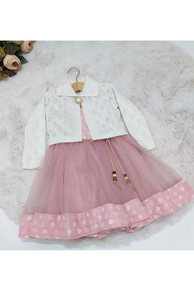Şenkız Rochie pentru fete Rochie pentru fete din jacquard Eid din tul cu bolero
