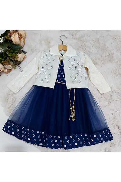 Şenkız Rochie pentru fete Tricotaj Bolero Tulle Eid Jacquard Rochie pentru fete