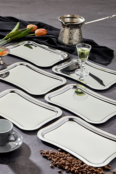 Milenay 6 Pieces Elegante Chrome Presentation and Promise Engagement Tray - 25X15Cm, Avant-Garde Design