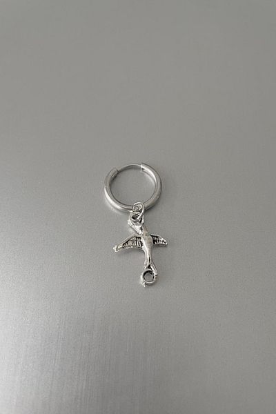 Jaida Moda Unisex Silver Bird Figured Dangle Steel Hoop Earrings