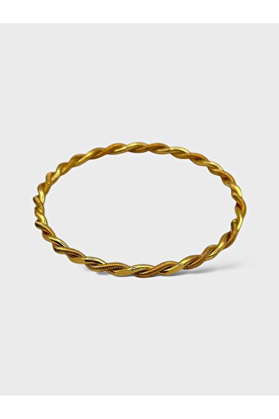 Arnes Jewelry Çelik Altın Kaplama 2li 1 Adet Kalın Burma Bilezik