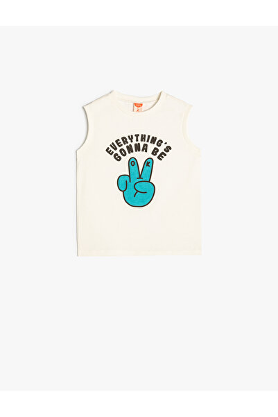 Koton Atlet Slogan Baskılı Bisiklet Yaka Kolsuz Pamuklu