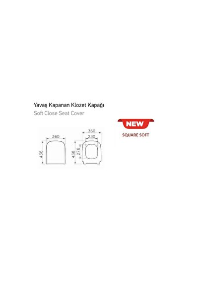 elone plastik SQUARE SOFT - DUROPLAST KLOZET KAPAĞI - ZENTRUM BELLO INTEGRA UYUMLU