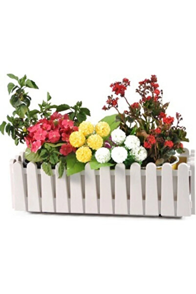 BiDünya Dikdörtgen Istanbul Balkon Saksı Çit Saksı (askılar Dahil ) Beyaz Renk