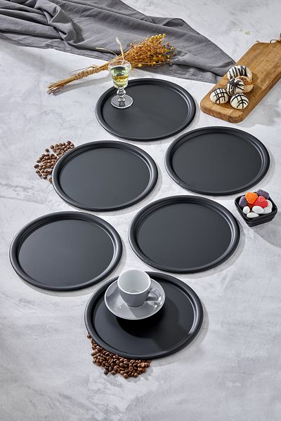 Milenay Manta Series - Black Presentation and Promise Engagement Tray, 22cm, Avant-Garde Design, 6 Pieces