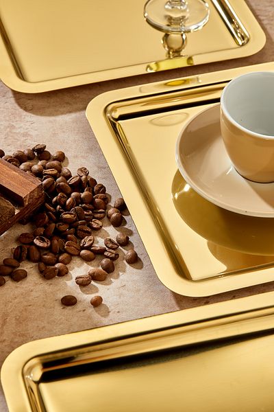 Milenay Royal Gold Series - 24cm Avant-Garde Design Presentation and Promise Engagement Tray, 3 Pieces