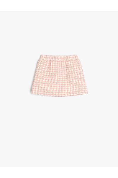 Koton Tweed Skirt - Elastic Waist Design