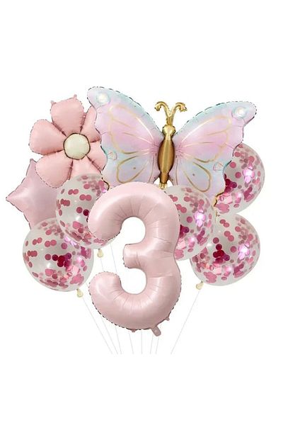 DÜVENCİ TİCARET Age Balloon Set with Butterfly Chamomile Foil