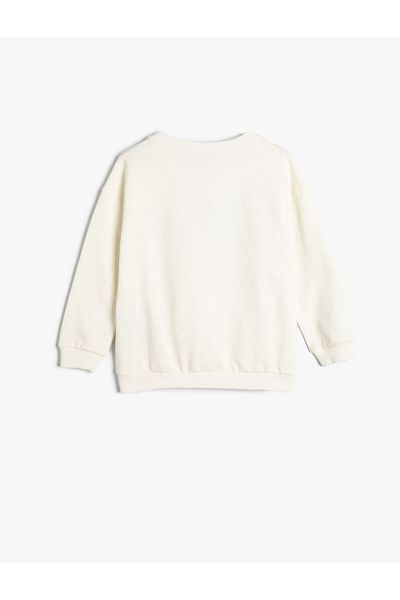 Koton Sweatshirt Long Sleeve Crew Neck City Themed Raised Cotton