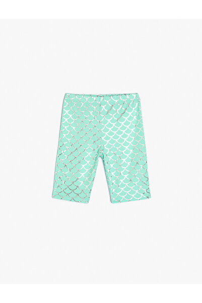 Koton Βαμβακερό εμπριμέ γυαλιστερό κοντό κολάν - Ελαστική μέση