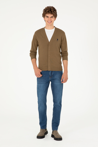U.S. Polo Assn. Erkek Haki Basic Triko Hırka 50293531-VR027