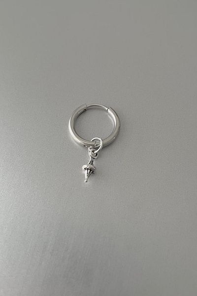 Jaida Moda Unisex Silver Figured Dangle Steel Hoop Earrings
