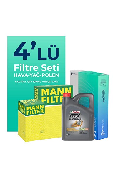 Otto Filter MANN Nissan Primera 1.6 Filtre Bakım Seti Castrol Motor Yağlı (2002-2007) 4 Lü