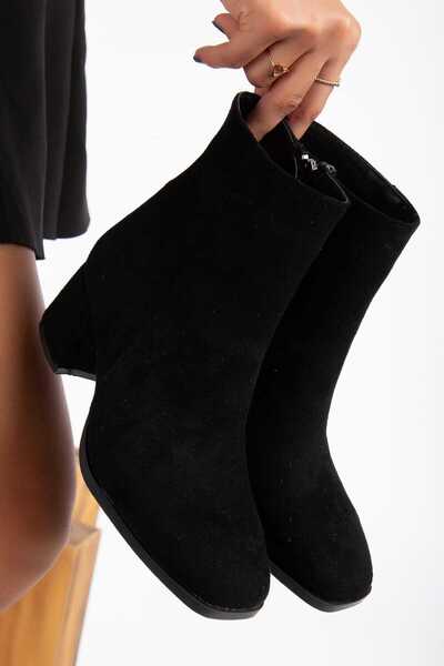 SEDRİK yeni sezon kalın topuklu siyah süet bot