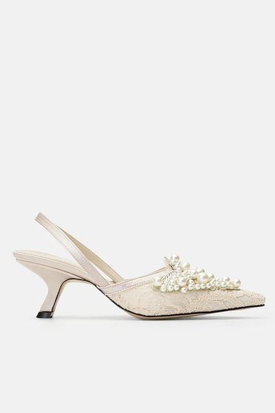 Jorbinol Rochie de seara brodata din dantela Dasha Pearl Pantofi dama