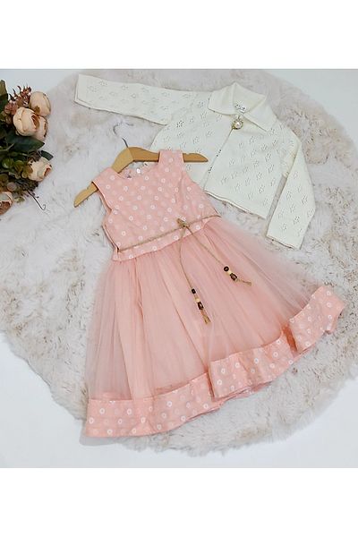 Şenkız Rochie pentru fete Tricotaj Bolero Tulle Eid Jacquard Rochie pentru fete