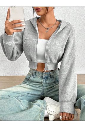 Cropped grey hoodie on sale