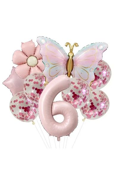 DÜVENCİ TİCARET Age Balloon Set with Butterfly Chamomile Foil