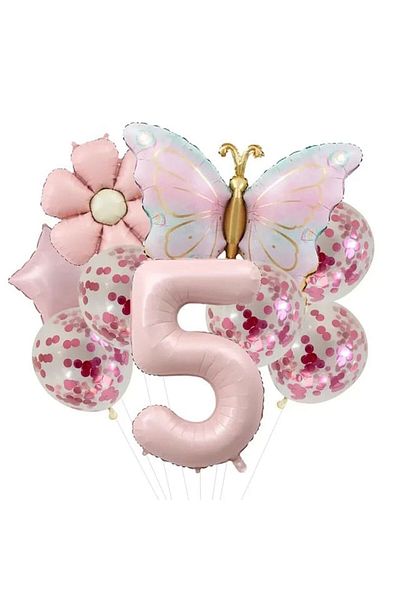 DÜVENCİ TİCARET Age Balloon Set with Butterfly Chamomile Foil