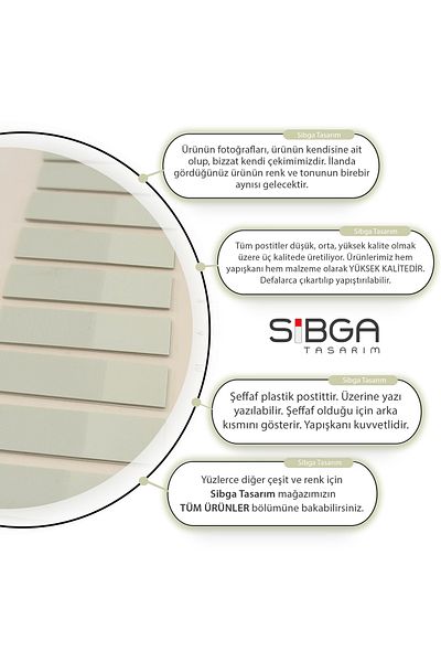 sibga tasarım Light Green Transparent Postit - Bookmark Sticker Note Paper