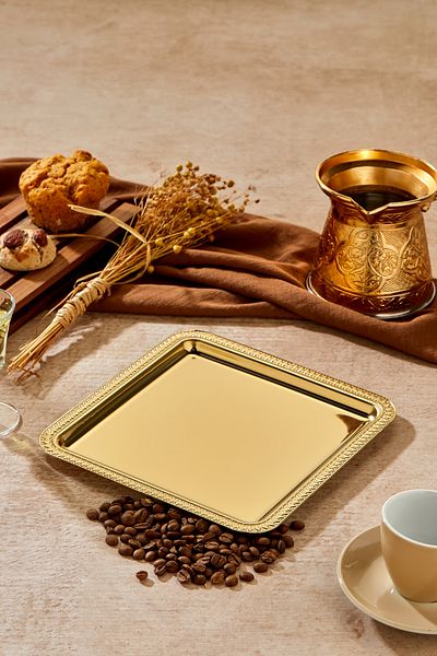 Milenay Ottoman Gold Series - 24cm Avant-Garde Design Presentation and Promise Engagement Tray - Single Piece