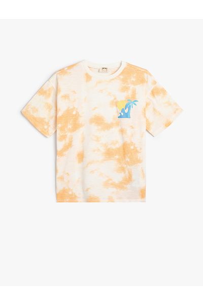 Koton Cotton Short Sleeve Tie-Dye Patterned T-Shirt