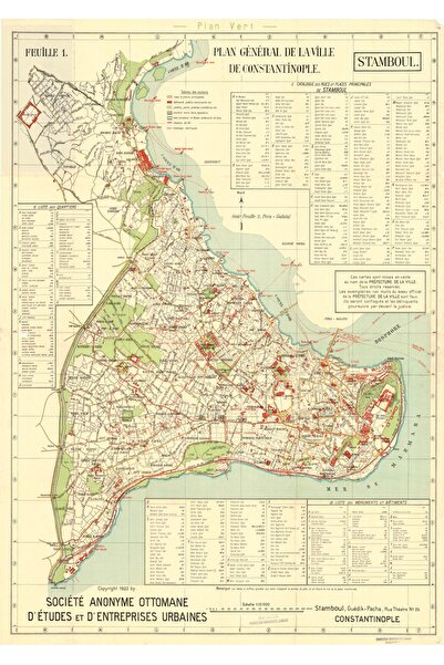 512 STORE Retro 1922 İstanbul Harita Map Poster 30x42 Çerçevesiz