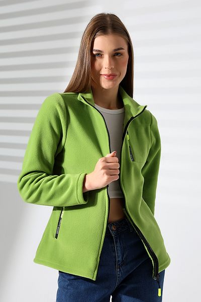 TİJA Women &Apos; S Fleece Cardigan and Jacket in Pistachio Green - Anti Pilling, Zip-Up and Pocket