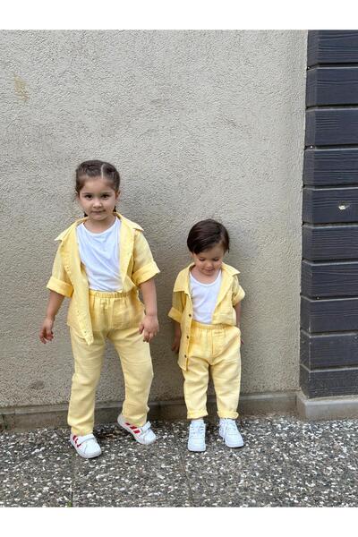 Arel Kids 100% Cotton Muslin Long Shirt and Long Pants 2-Piece Bottom Top Set