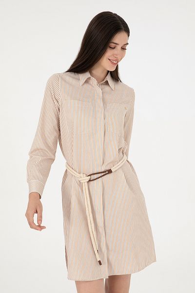 U.S. Polo Assn. Rochie țesătă cu dungi de nisip pentru femei 50297375-vr085