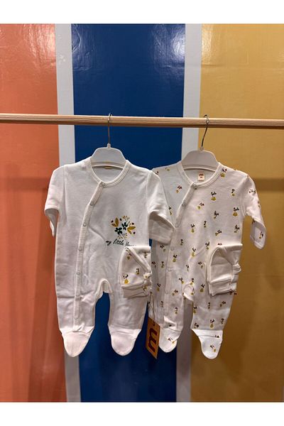 MİNİLOPPOO Jumpsuit 2-Piece Floral Printed Baby Set