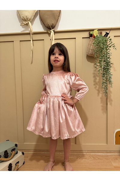 penu baby kids Rochie pentru fetiță din țesătură din catifea germană pudră