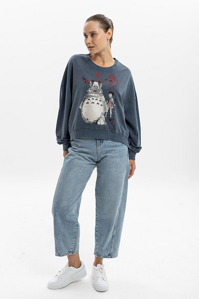 S-Ponder Women's Totoro and Mei Design Sweatshirt 100% Cotton Long Sleeve