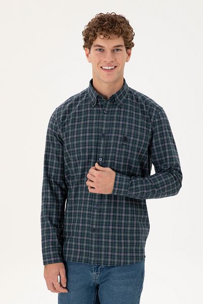 U.S. Polo Assn. Men's Dark Green Long Sleeve Shirt 50296625 -Vr079