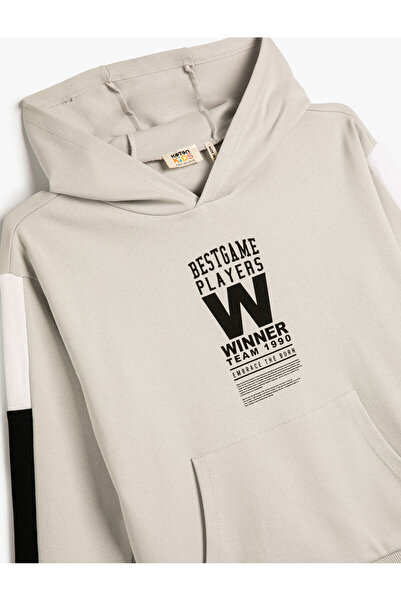 Koton Kapucnis pulóver Kenguru Pocket Sports Theme Print Részletes pamut