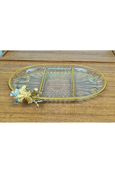 Elta Collection Lüx Hediyelik Metal Ayaklı Gold Oval Kelebekli Sunumluk Kurab...